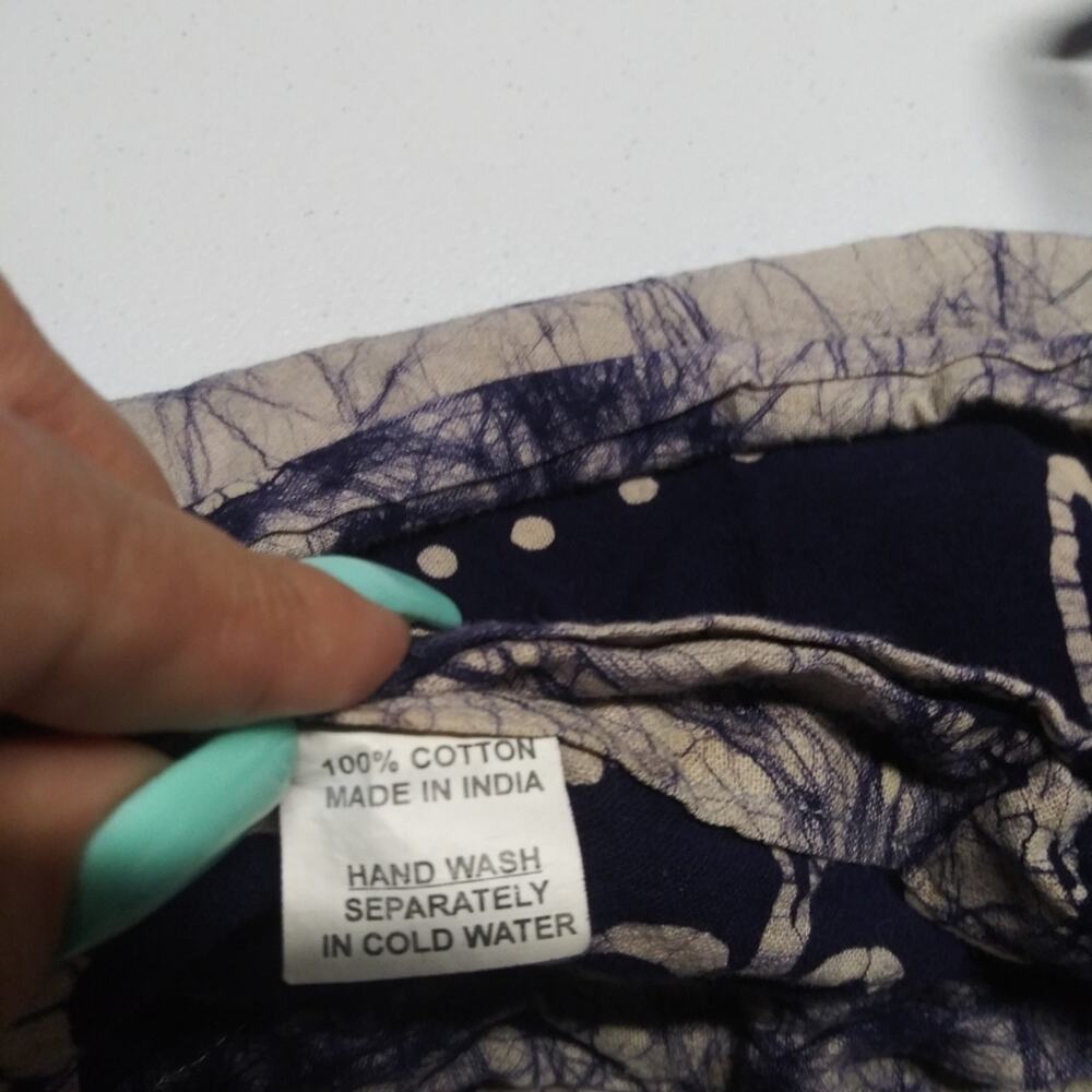 Summer Cotton Floral Patterned Blue and White Tie Dye Wrap Skirt Boho Size L - Picture 6 of 6